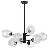 Lustre Abii de Dainolite en verre transparent, avec fini noir mat et 8 ampoules