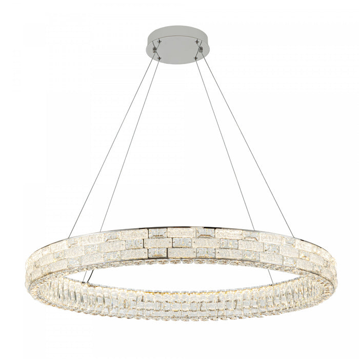 Lustre A Del Integrees Elegance 40 po, Chrome Avec Verres En Cristal
