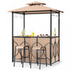 Costway 6.5 X 4 X 8 Ft Grill Gazebo Ensemble Avec 2 Tabourets De Bar, Table De Bar En Verre Trempe Brun