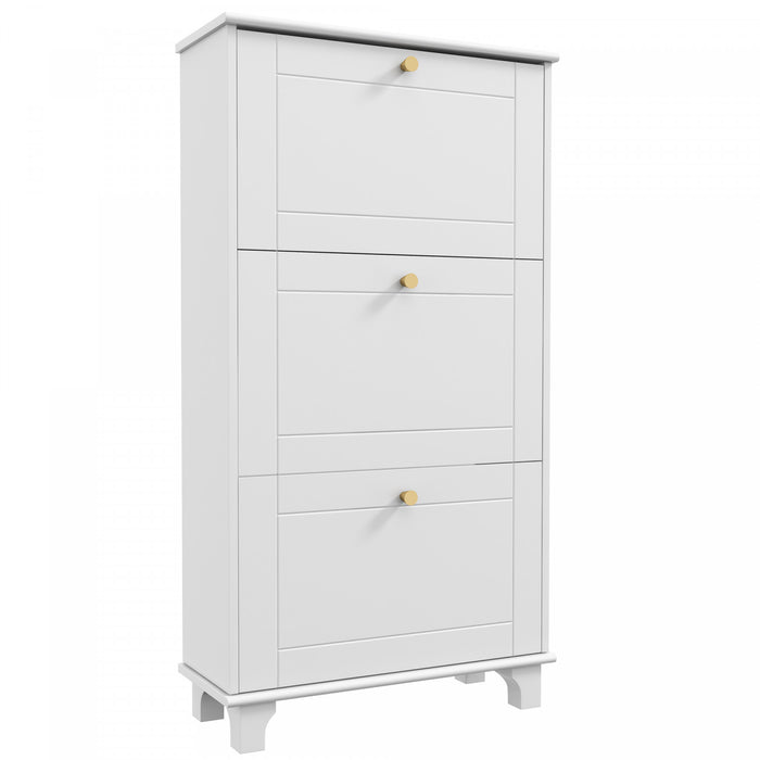 HOMCOM Armoire a chaussures avec 3 tiroirs rabattables pour 12 paires Blanc