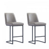 Tabouret de comptoir moderne en metal et tissu Serena, taupe - Lot de 2