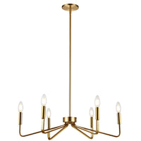 Lustre Clayton de Dainolite avec fini laiton vieilli et 6 ampoules