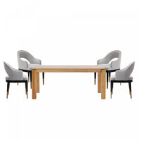  Ensemble de salle a manger moderne industriel chic Carrington et Rockaway 5 pieces, gris clair et naturel