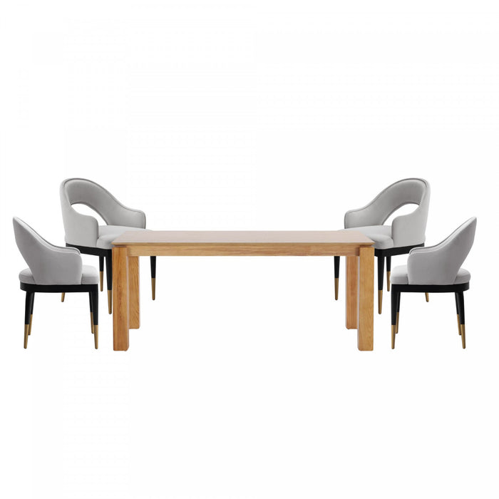 Ensemble de salle a manger moderne industriel chic Carrington et Rockaway 5 pieces, gris clair et naturel