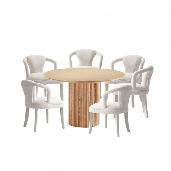 Ensemble de salle a manger moderne industriel chic Hathaway et Palmer 7 pieces, finition Silver Lining et Naturel