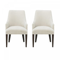  Fauteuil moderne Beever en bois et chenille creme - Lot de 2
