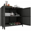 Meuble de Rangement en Rotin Outsunny avec 2 Portes Magnetiques, Gris Fonce
