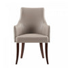 Fauteuil moderne Connie en bois, cuir vegetalien et velours taupe