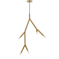 Luminaire suspendu Morgan de Dainolite avec fini laiton vieilli et 5 ampoules