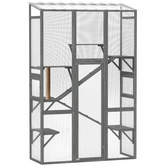 Grand Enclos Exterieur Catio pour 2-3 Chatons, Gris