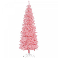 Homcom Arbre De Noel Artificiel De 7pi De Haut Avec Base En Acier, Rose
