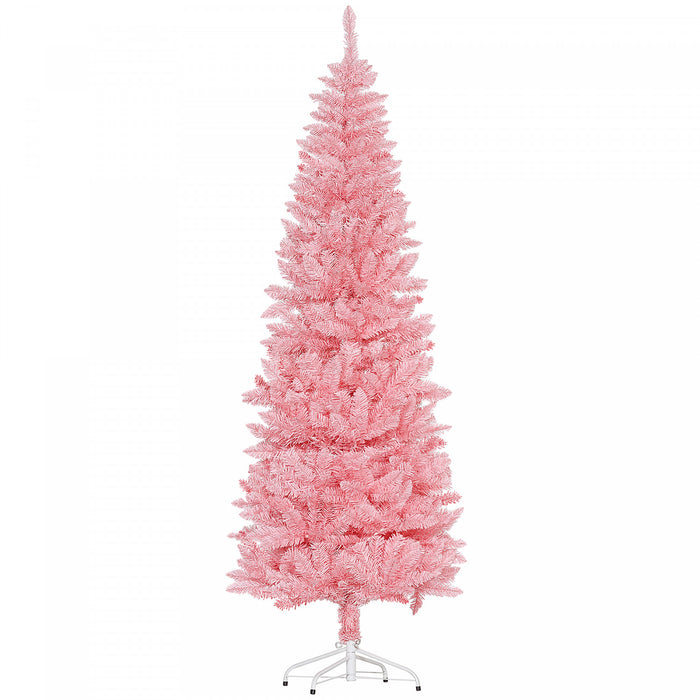 Homcom Arbre De Noel Artificiel De 7pi De Haut Avec Base En Acier, Rose