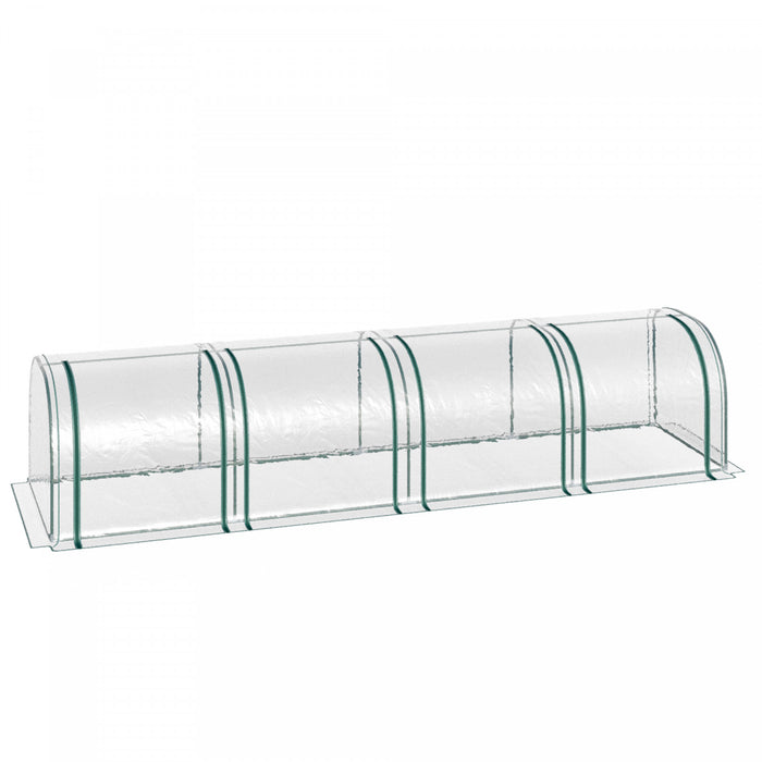 Outsunny Serre Tunnel Portable Avec 4 Portes Zippees, Couverture En Pvc
