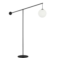 Lampe à pied Holly de Dainolite de 106 po de hauteur en verre blanc opale, avec fini noir mat et 1 ampoule