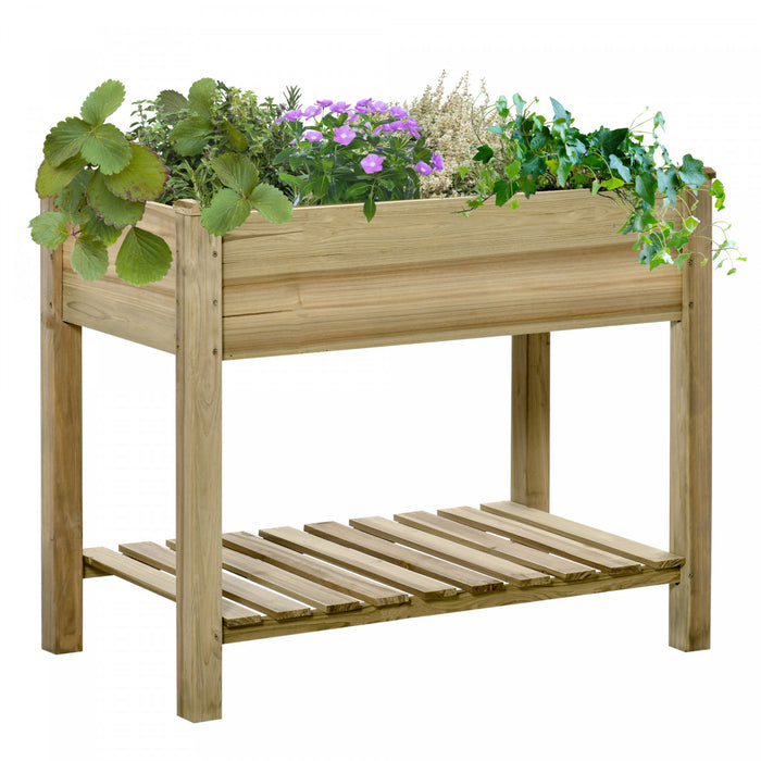 Outsunny Bac de plantation sureleve avec etagere de rangement, vert