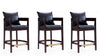 Tabouret de comptoir en bois et tissu Ritz style milieu du siecle, noir - Lot de 3