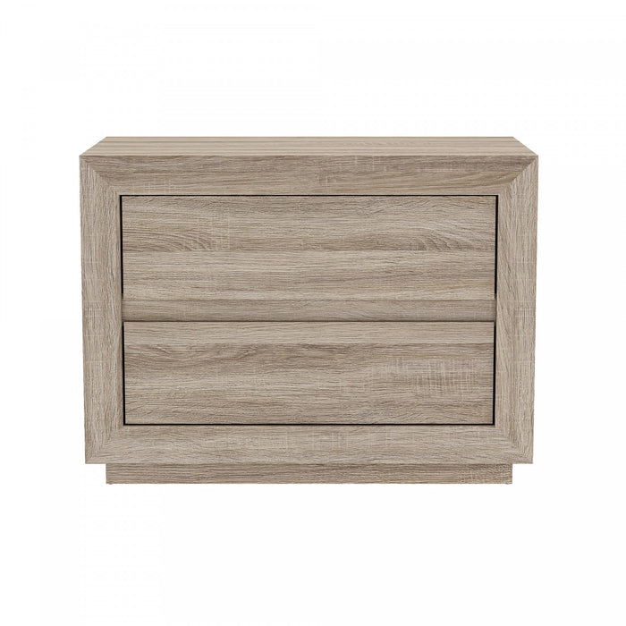 Table de nuit contemporaine Soren 32\" en chene naturel (2 tiroirs)