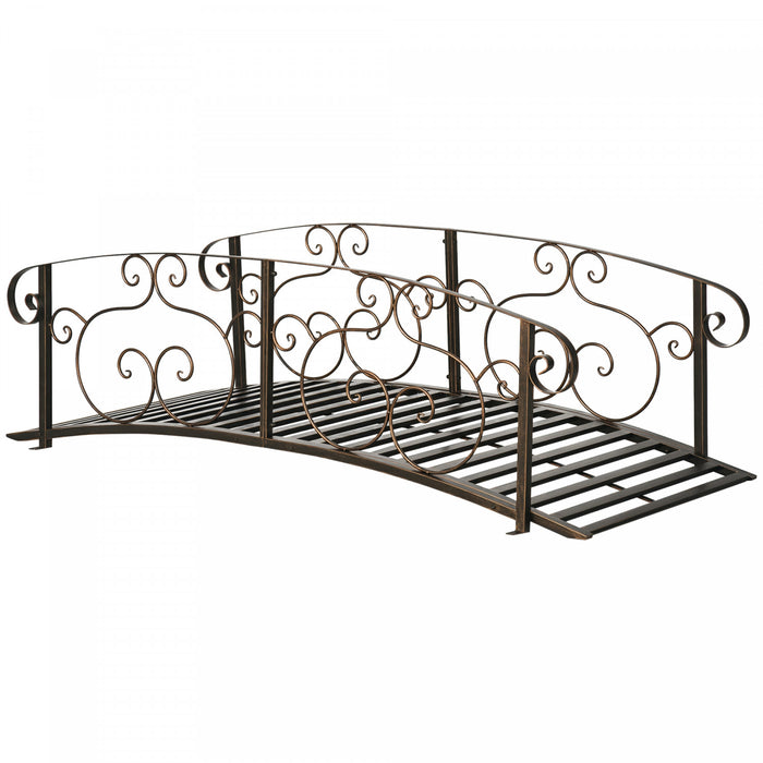 Outsunny Pont de Jardin 6FT avec Garde-corps Securises, Pont Decoratif pour Etang, Marron