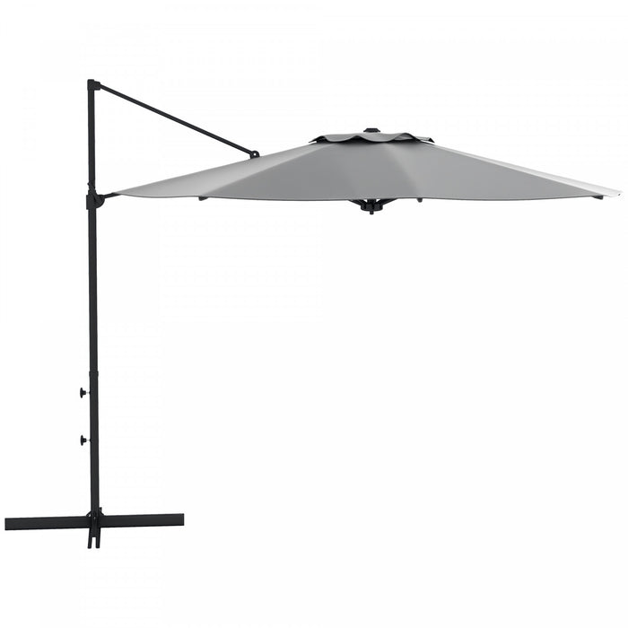 Outsunny Parasol De Patio En Porte-a-faux De 10 Pi, Avec Manivelle, Gris