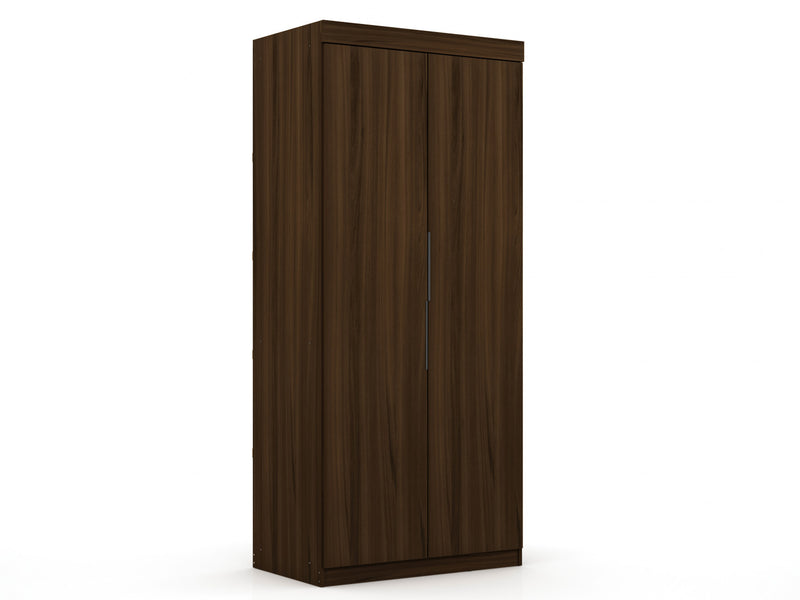 Armoire penderie contemporaine moderne Mulberry 2 pieces en brun chataigne