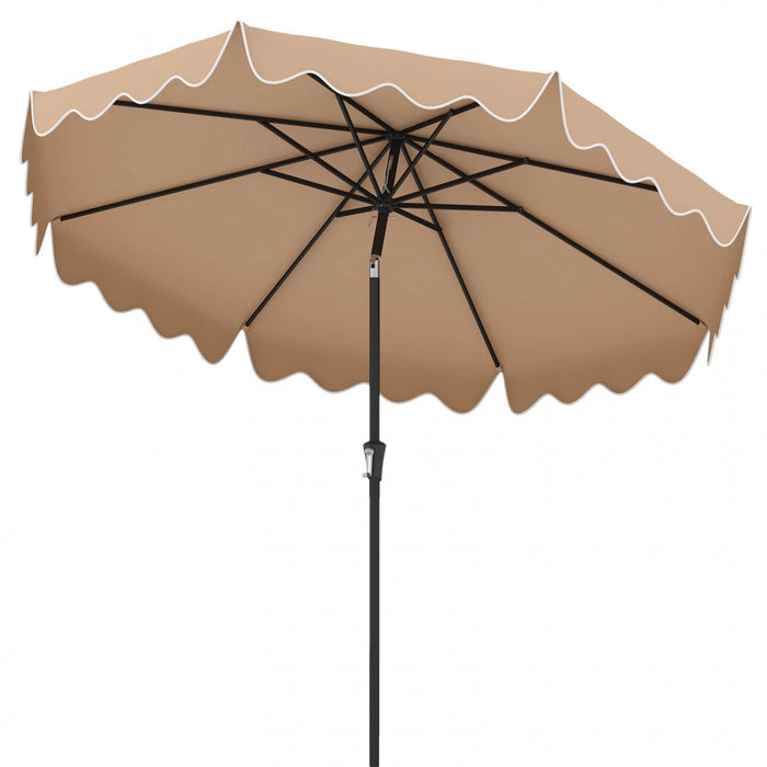 Costway Parasol de patio de 9 pieds a 2 niveaux, parasol de table de marche avec toile protectrice solaire marron
