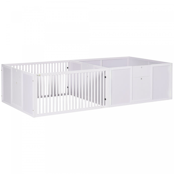 Pawhut Niche De Mise Bas Pour Chiens Concue Pour Le Confort De La Mere, Avec Portes Amovibles, Parc Pour Chiots Pour L'interieur, Fournitures Et Essentiels Pour Nouveau-nes, 81\" X 39\" X 20\", Blanc