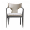 Fauteuil Eloria style moderne du milieu du siecle en bois et en chenille, coloris taupe
