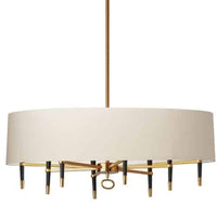 Lustre Langford de Dainolite avec abat-jour crème, fini bronze rétro et 8 ampoules