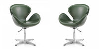 Fauteuil lounge pivotant moderne Raspberry en tissu vert foret - Lot de 2