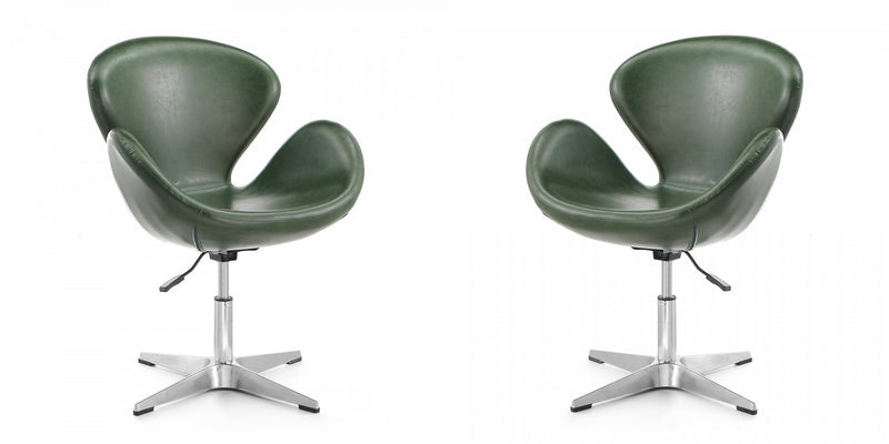 Fauteuil lounge pivotant moderne Raspberry en tissu vert foret - Lot de 2