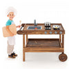 Les Enfants En Bois Boue Jouer Chariot De Cuisine Avec Evier, 4 Poeles Et Etagere De Stockage Naturel