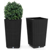 Costway 23 \"planteurs Hauts Ensemble De 2 Pot De Plante En Mousse De Rattan Pot D'arbre Auto-arrosant Noir