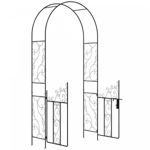 Outsunny Arche De Jardin En Metal, Double Portail, Tonnelle De Jardin, Noir