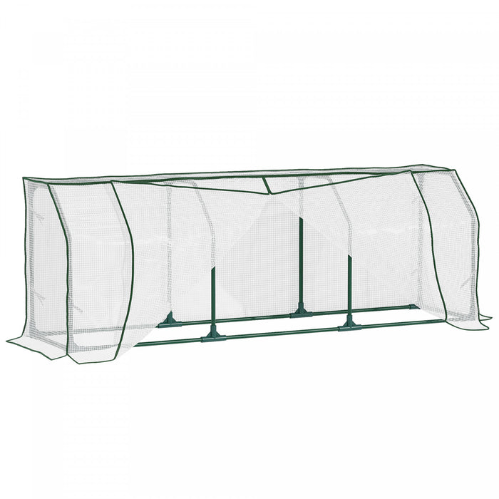 Outsunny - Mini-serre De 71\" X 17\" X 24\" - Serre Chaude Portable Pour Plantes Avec Fermeture Eclair Pour L'exterieur, L'interieur, Le Jardin, Blanc.