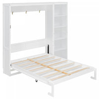  Jessie Lit escamotable mural multifonction avec etageres, Taille Queen, Blanc