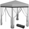 Outsunny Auvent De 12x12', Tente Gazebo Avec Filet, Sac De Transport, Gris