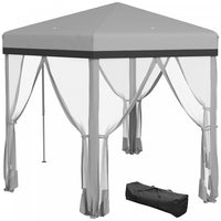 Outsunny Auvent De 12x12', Tente Gazebo Avec Filet, Sac De Transport, Gris