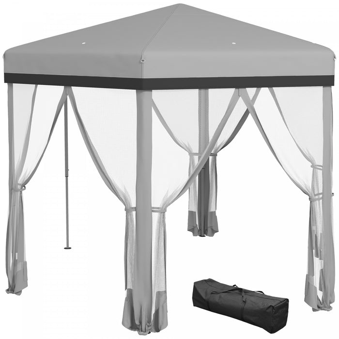Outsunny Auvent De 12x12', Tente Gazebo Avec Filet, Sac De Transport, Gris