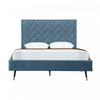 Lit Queen Moderne Crosby Rembourre en Velours Bleu