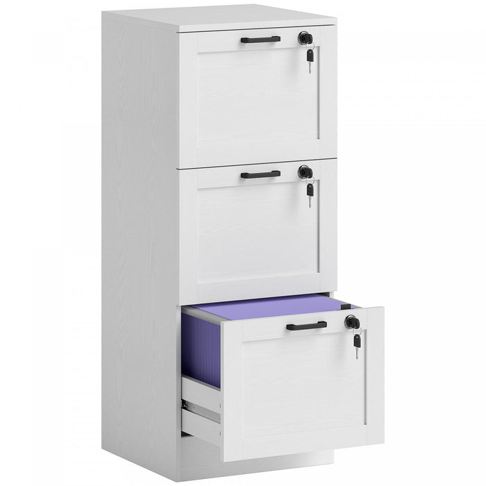 HOMCOM Classeur de bureau a 3 tiroirs, classeur vertical, blanc