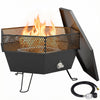 Outsunny Brasero exterieur pliable au propane avec couvercle, noir