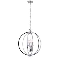Lustre Karland de Dainolite de 20 po de diamètre avec bande cloutée de cristaux, fini chromé poli et 6 ampoules