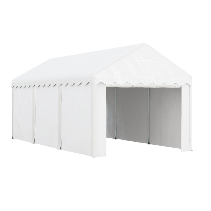 Outsunny Abri D'auto 10 X 20 Pi Avec 2 Portes Enroulables, Blanc