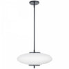 Luminaire suspendu Maddie de Dainolite en verre blanc opale, avec fini noir mat et ampoule à DEL de 20 W