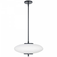 Luminaire suspendu Maddie de Dainolite en verre blanc opale, avec fini noir mat et ampoule à DEL de 20 W
