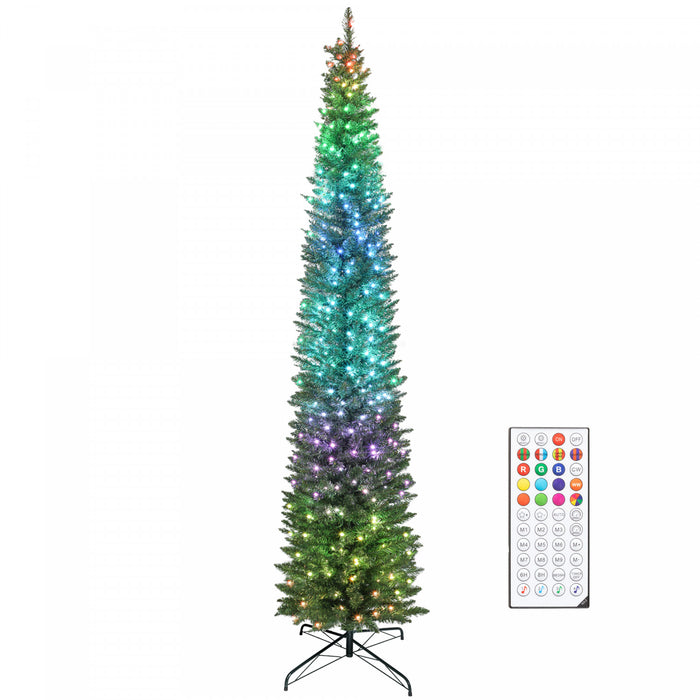 HOMCOM Sapin de Noel de 9pi avec LEDs synchronisees, sapin de Noel, Vert