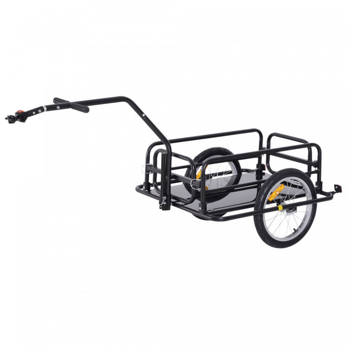 Aosom Remorque Pliante Pour Bicyclette Chariot Utilitaire Pour Bicyclette Chariot De Voyage Pour Bagages De Jardin Outil De Patio Avec Attelage Noir Tres Resistant