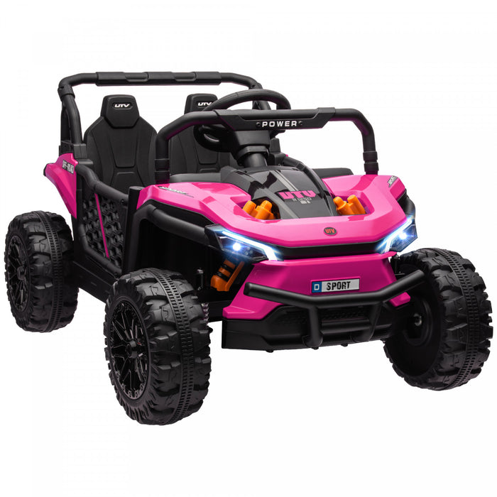 Qaba Voiture Electrique Pour Enfants, Alimentee Par Batterie 12 V, Camion Jouet Avec Telecommande, Suspension A Ressort, Phares Led, 3 Vitesses, Klaxon, Musique, Rose