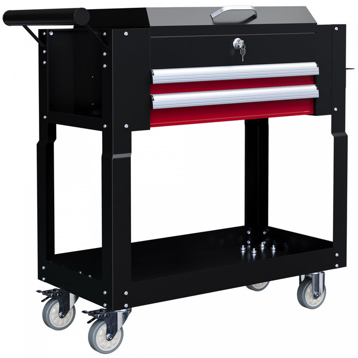 Homcom Chariot A Outils Roulant 330 Lb Chariot Utilitaire Avec Tiroirs Noir