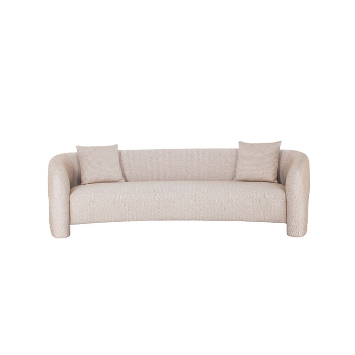 Canape deux places moderne glamour Sylvia 264 cm en tweed coloris Poussiere d’or